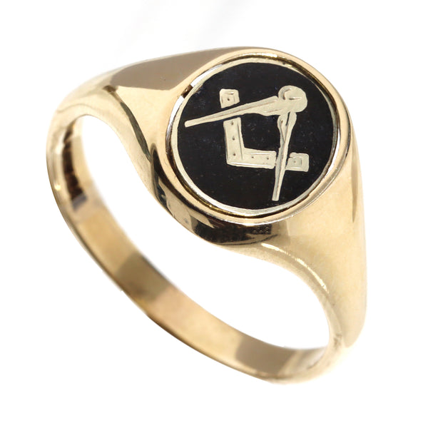 Pre Owned 9ct Yellow Gold Masonic Spinning Ring Michael Jones