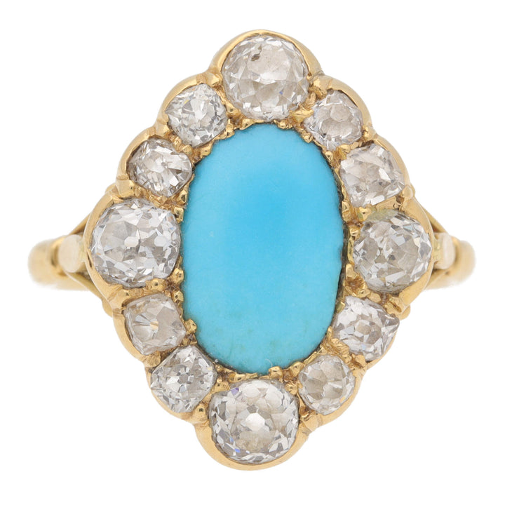 Pre-Owned Turquoise and Diamond 1.20ct Cluster Ring