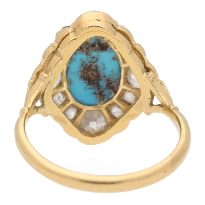 Pre-Owned Turquoise and Diamond 1.20ct Cluster Ring