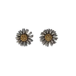 Silver and Gold Plated Flower Stud Earrings - Michael Jones Jeweller
