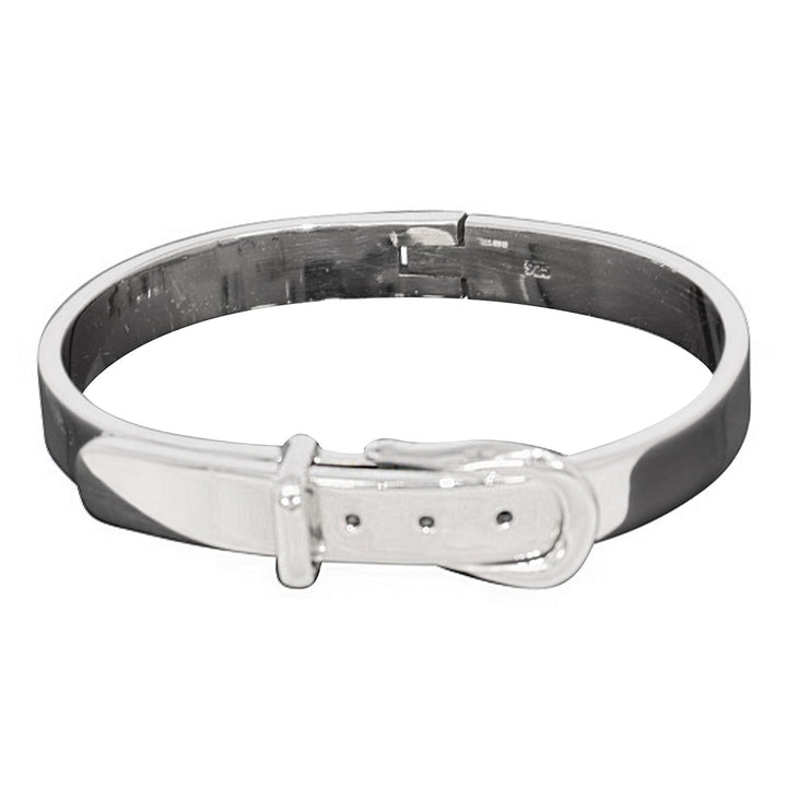 Buckle Style Silver Hinged Bangle - Michael Jones Jeweller