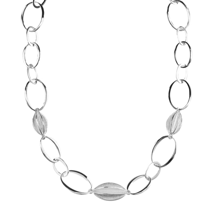 Open Linked Finned Silver Necklace - Michael Jones Jeweller
