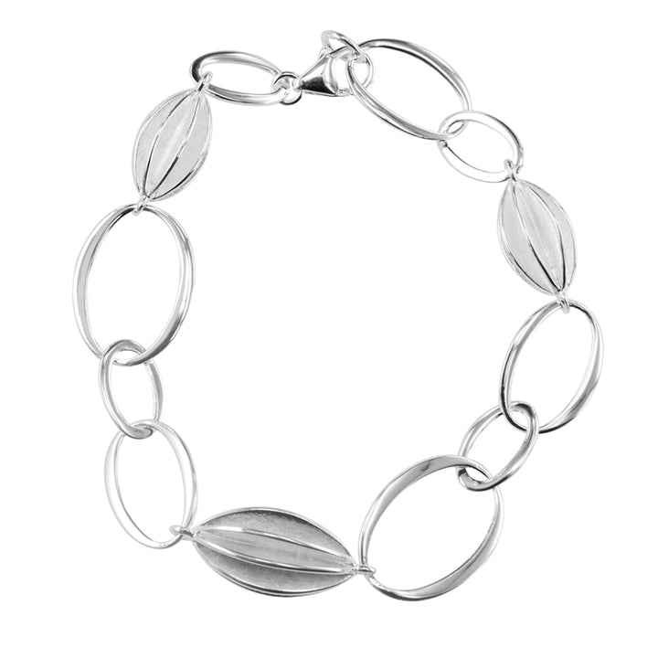 Open Linked Finned Silver Bracelet