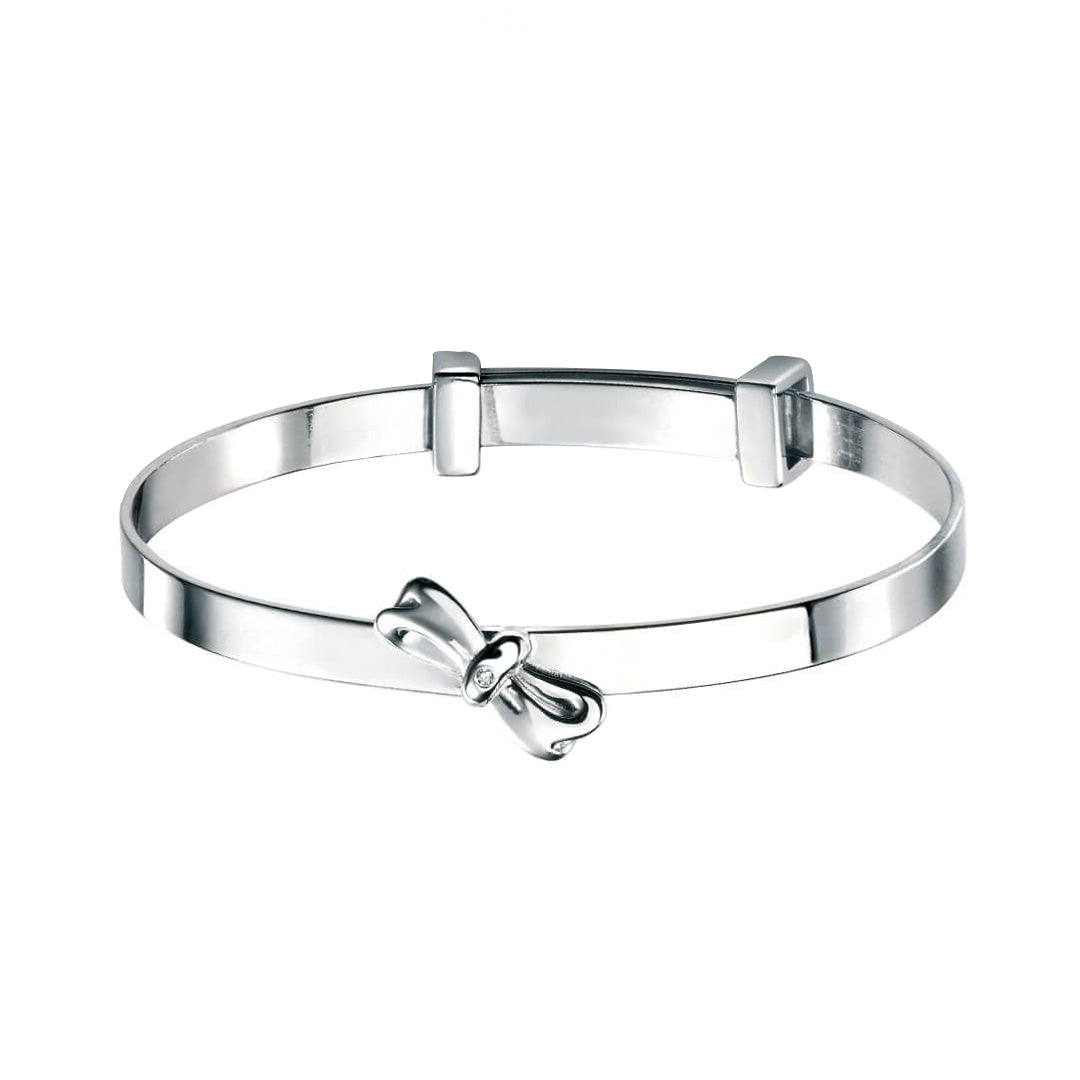D for Diamonds Childs Silver Bow Bangle - Michael Jones Jeweller