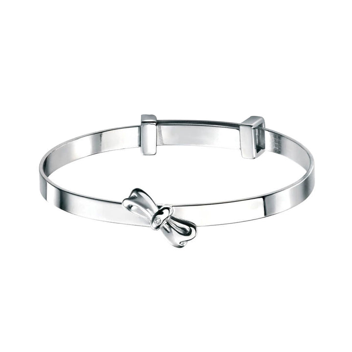 D for Diamond Childs Silver Bow Bangle