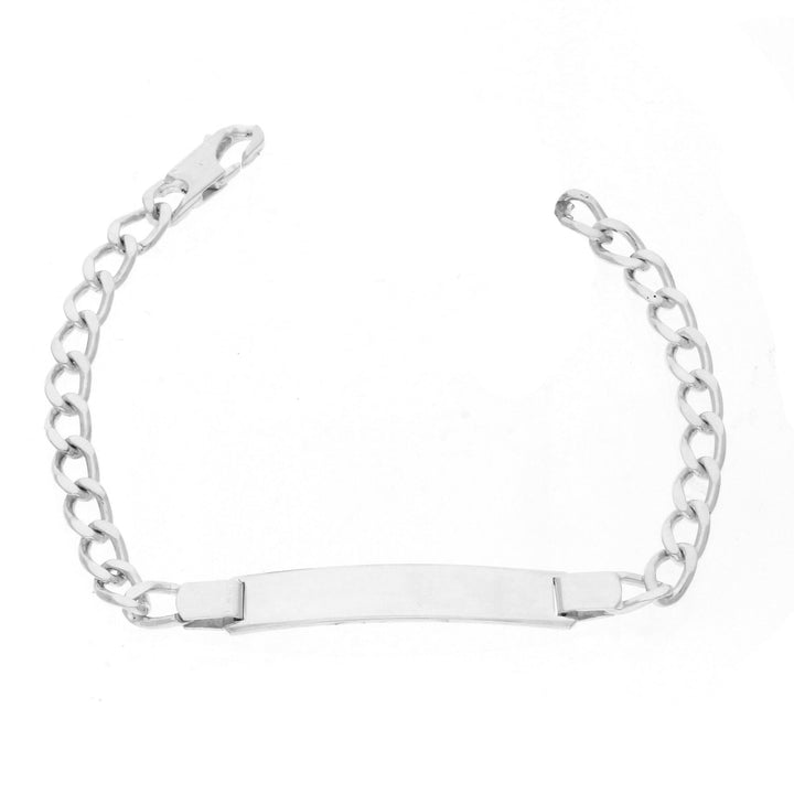 Curb Link Engravable Silver ID Bracelet