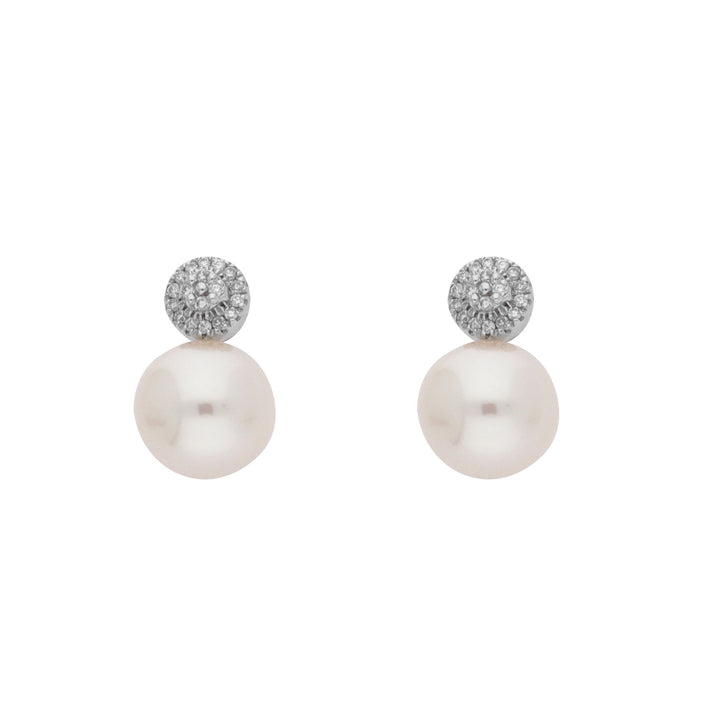 Cultured Pearl and Diamond 18ct White Gold Stud Earrings