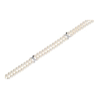 Akoya Pearl and Diamond 18ct White Gold Double Row Bracelet - Michael Jones Jeweller