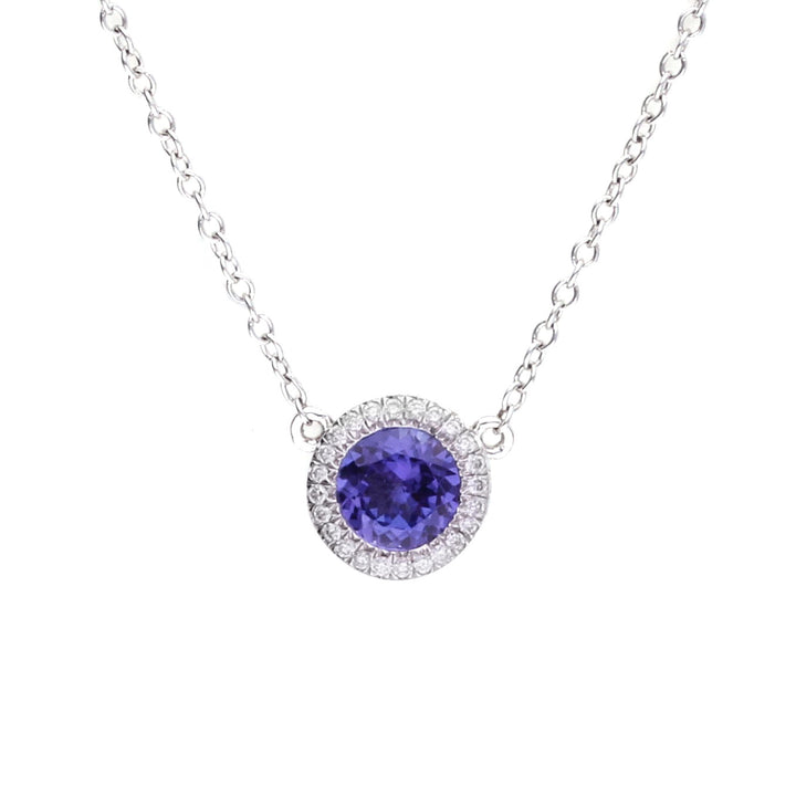 Tanzanite and Diamond 18ct White Gold Pendant - Michael Jones Jeweller