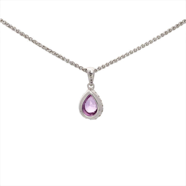 Pink Sapphire and Diamond 18ct White Gold Pendant - Michael Jones Jeweller