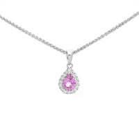Pink Sapphire and Diamond 18ct White Gold Pendant - Michael Jones Jeweller