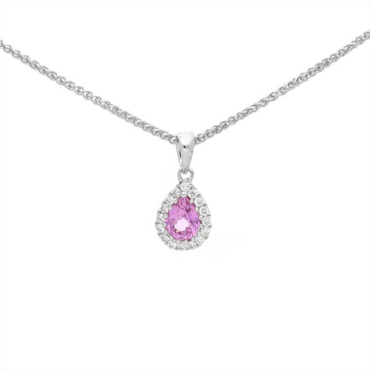 Pink Sapphire and Diamond 18ct White Gold Pendant - Michael Jones Jeweller