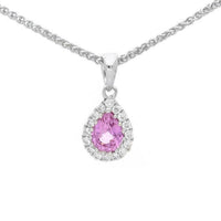 Pink Sapphire and Diamond 18ct White Gold Pendant - Michael Jones Jeweller