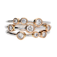 Diamond Three Strand 18ct Rose and White Gold Bubble Ring - Michael Jones Jeweller