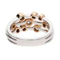 Diamond Three Strand 18ct Rose and White Gold Bubble Ring - Michael Jones Jeweller