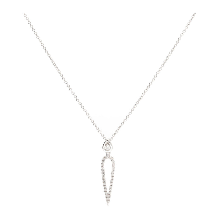 Diamond Open Teardrop 18ct White Gold Necklace - Michael Jones Jeweller