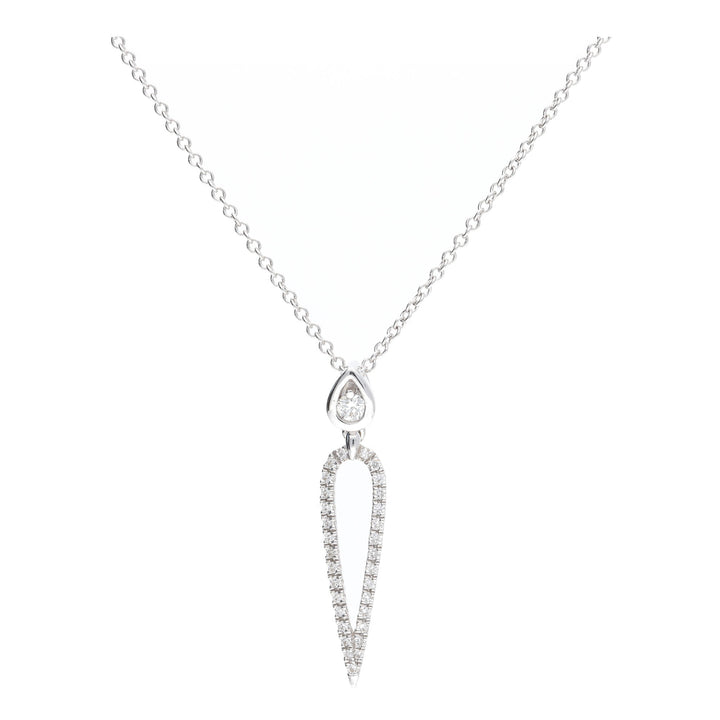 Diamond Open Teardrop 18ct White Gold Necklace - Michael Jones Jeweller