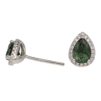 Green Tourmaline and Diamond 18ct White Gold Earrings - Michael Jones Jeweller