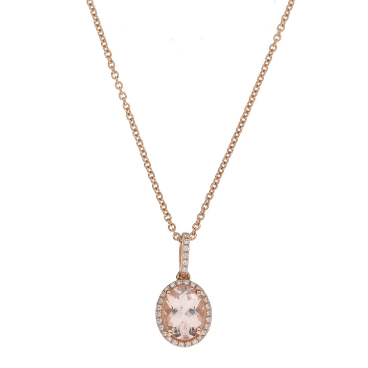 Morganite and Diamond 18ct Rose Gold Cluster Pendant