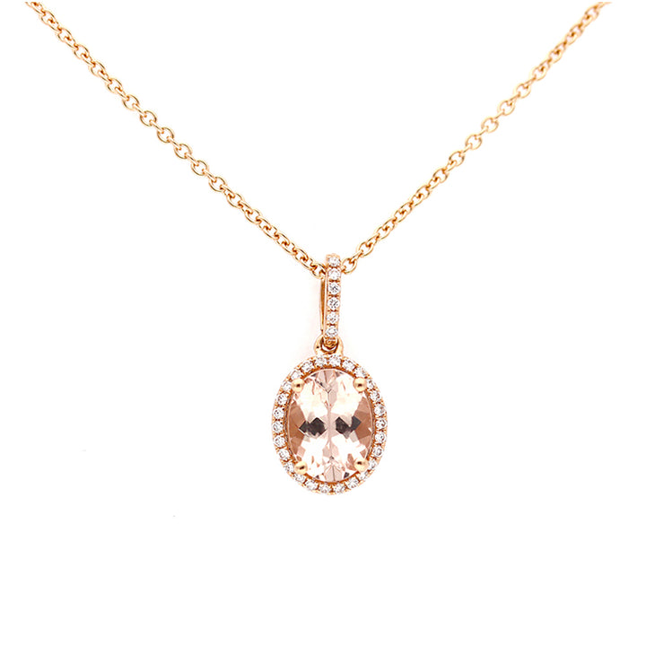 Morganite and Diamond 18ct Rose Gold Cluster Pendant - Michael Jones Jeweller
