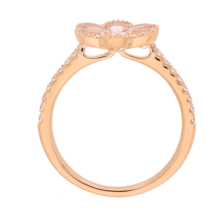 Morganite and Diamond 18ct Rose Gold Flower Ring - Michael Jones Jeweller