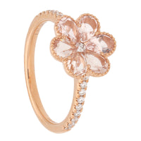 Morganite and Diamond 18ct Rose Gold Flower Ring - Michael Jones Jeweller