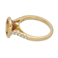 Citrine and Diamond 18ct Yellow Gold Collar Set Ring