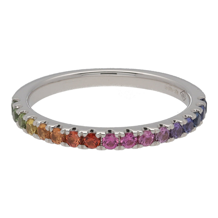 Rainbow Sapphire 18ct White Gold Half Eternity Ring - Michael Jones Jeweller