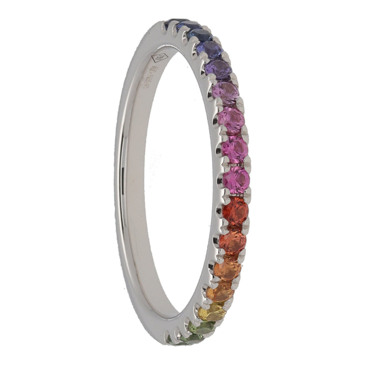 Rainbow Sapphire 18ct White Gold Half Eternity Ring - Michael Jones Jeweller