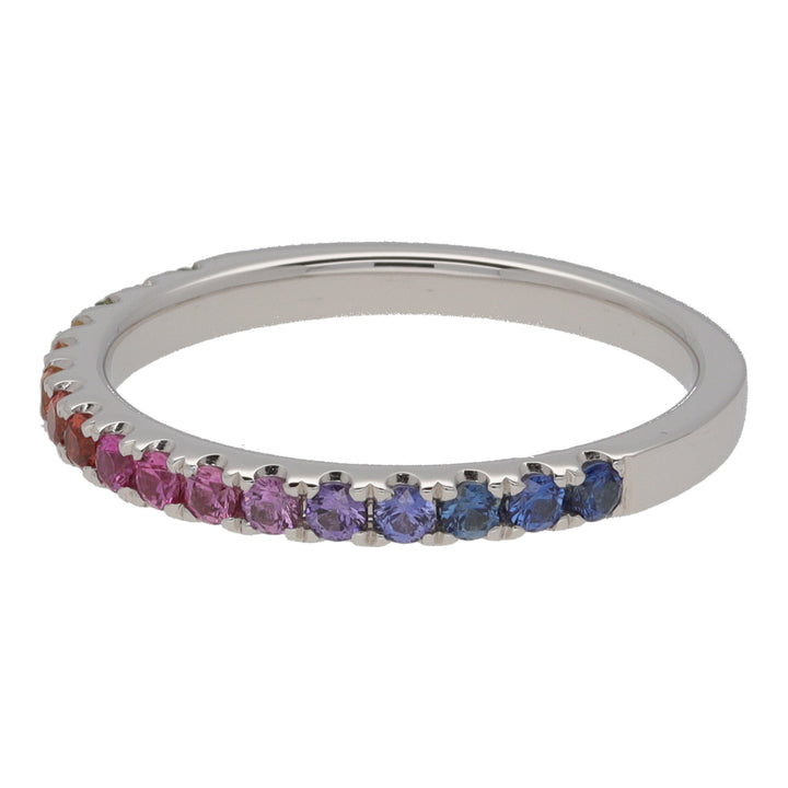 Rainbow Sapphire 18ct White Gold Half Eternity Ring - Michael Jones Jeweller