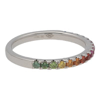 Rainbow Sapphire 18ct White Gold Half Eternity Ring - Michael Jones Jeweller