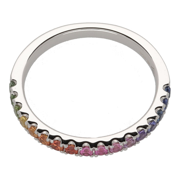Rainbow Sapphire 18ct White Gold Half Eternity Ring - Michael Jones Jeweller