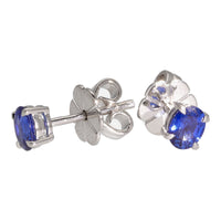 Blue Sapphire Oval 18ct White Gold Stud Earrings