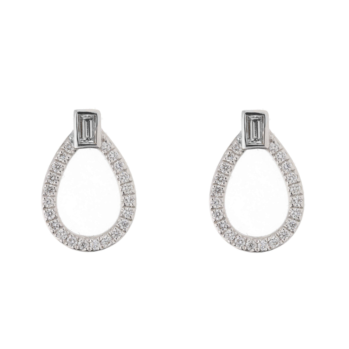 Diamond Open Drop 18ct White Gold Stud Earrings - Michael Jones Jeweller