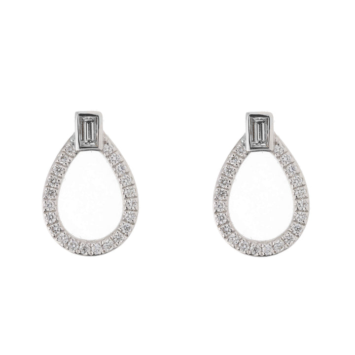 Diamond Open Drop 18ct White Gold Stud Earrings - Michael Jones Jeweller