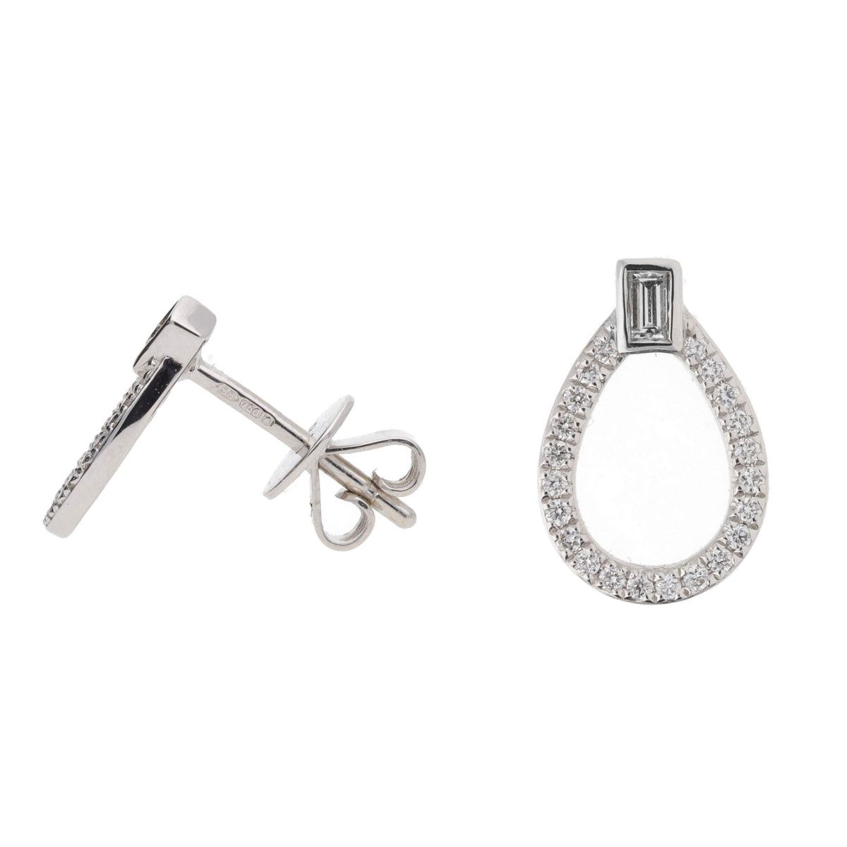 Diamond Open Drop 18ct White Gold Stud Earrings - Michael Jones Jeweller