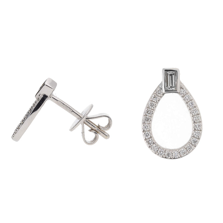 Diamond Open Drop 18ct White Gold Stud Earrings - Michael Jones Jeweller
