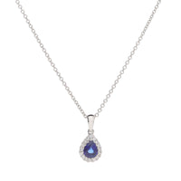 Sapphire and Diamond 18ct White Gold Pear Cluster Necklace