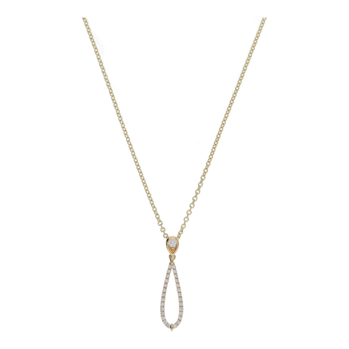 Diamond Open Teardrop 18ct Yellow Gold Necklace