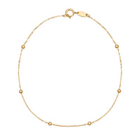 Station Bead 9ct Yellow Gold Fine Link Bracelet - Michael Jones Jeweller
