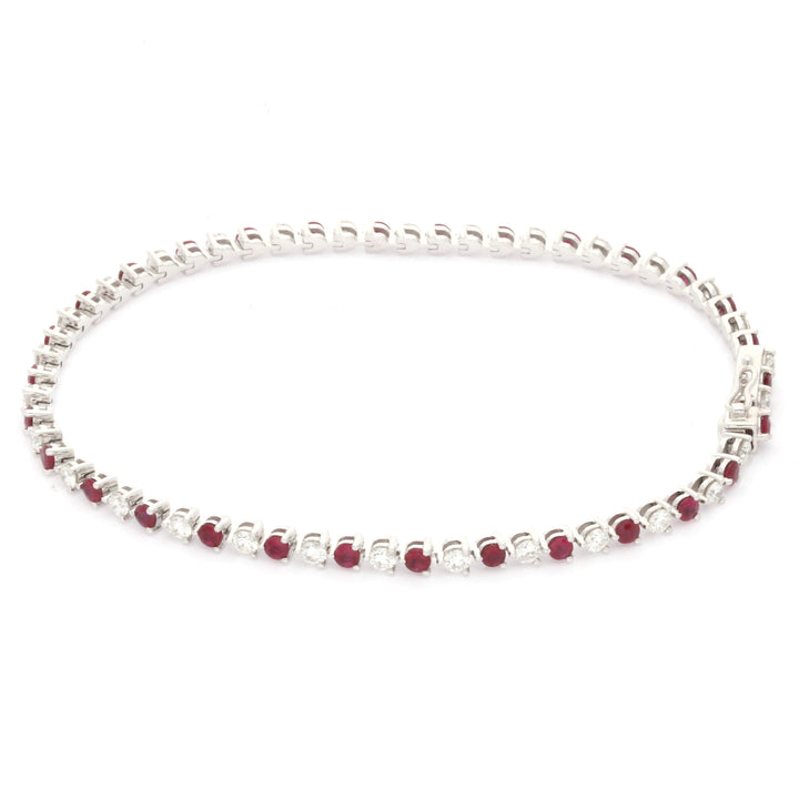Ruby and Diamond 18ct White Gold Line Bracelet - Michael Jones Jeweller