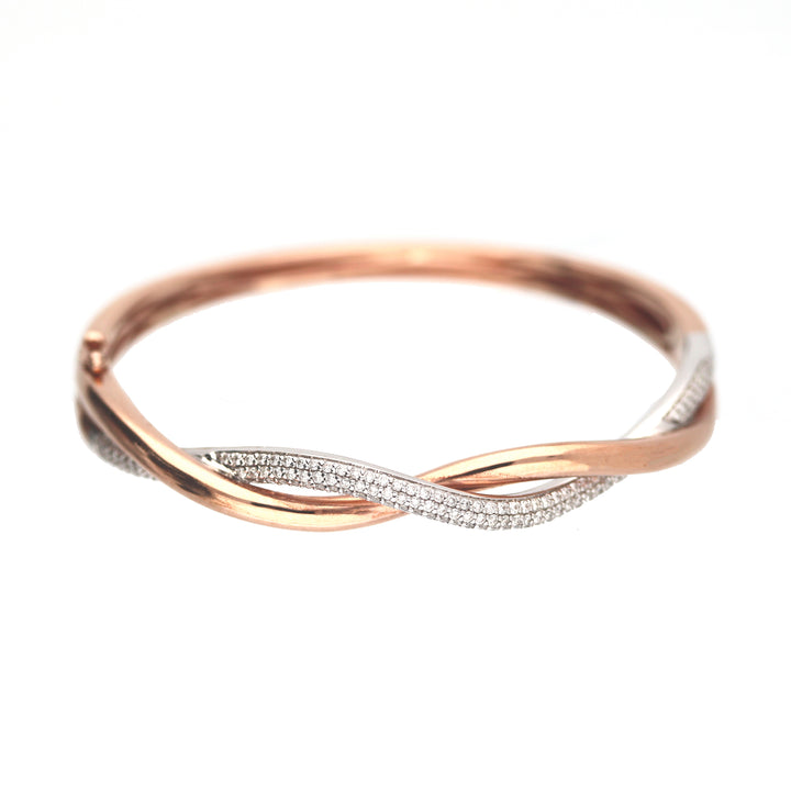 Diamond 18ct Rose Gold Bangle - Michael Jones Jeweller