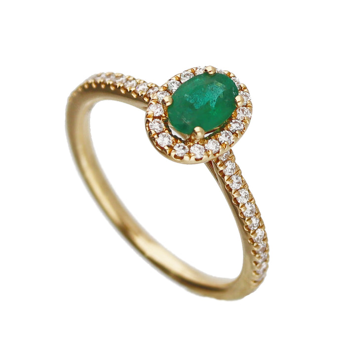 Emerald and Diamond 18ct Yellow Gold Cluster Ring - Michael Jones Jeweller