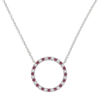 Ruby and Diamond Open Circle 18ct White Gold Necklace - Michael Jones Jeweller