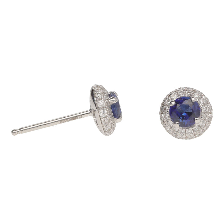 Sapphire and Diamond 18ct White Gold Cluster Stud Earrings
