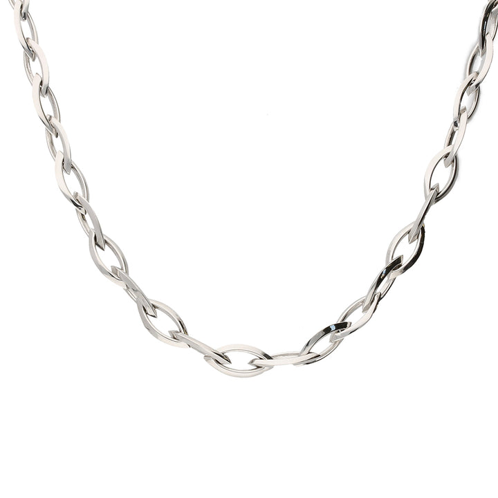 Marquise Link 9ct White Gold Necklace - Michael Jones Jeweller