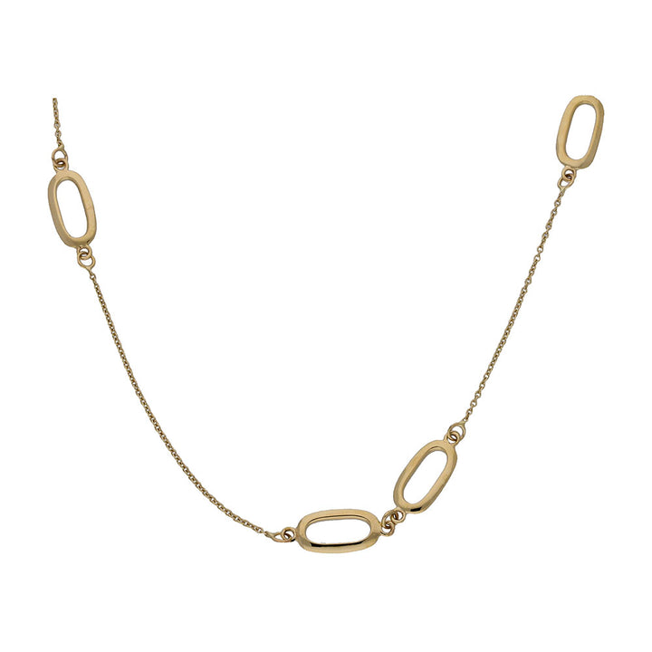Oval 9ct Yellow Gold Station Long Necklace