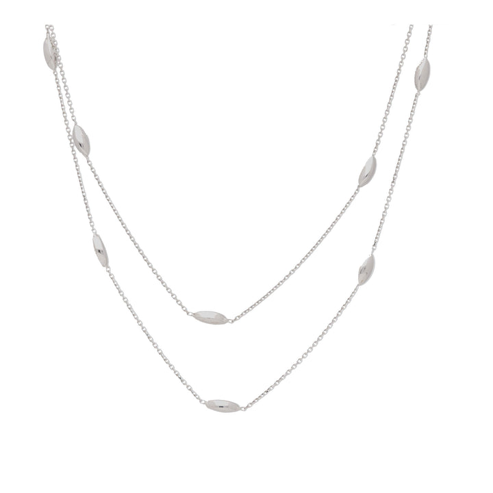 Double Row Marquise Bead 9ct White Gold Necklace - Michael Jones Jeweller
