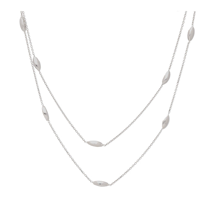 Double Row Marquise Bead 9ct White Gold Necklace
