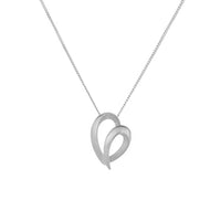 Brushed and Polished 9ct White Gold Open Heart Necklace - Michael Jones Jeweller